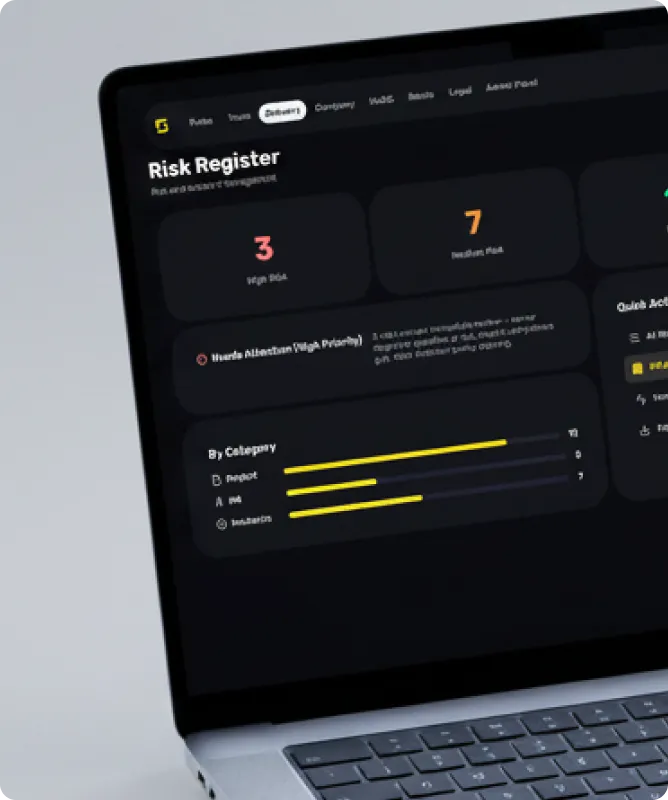 Risk Register on a laptop