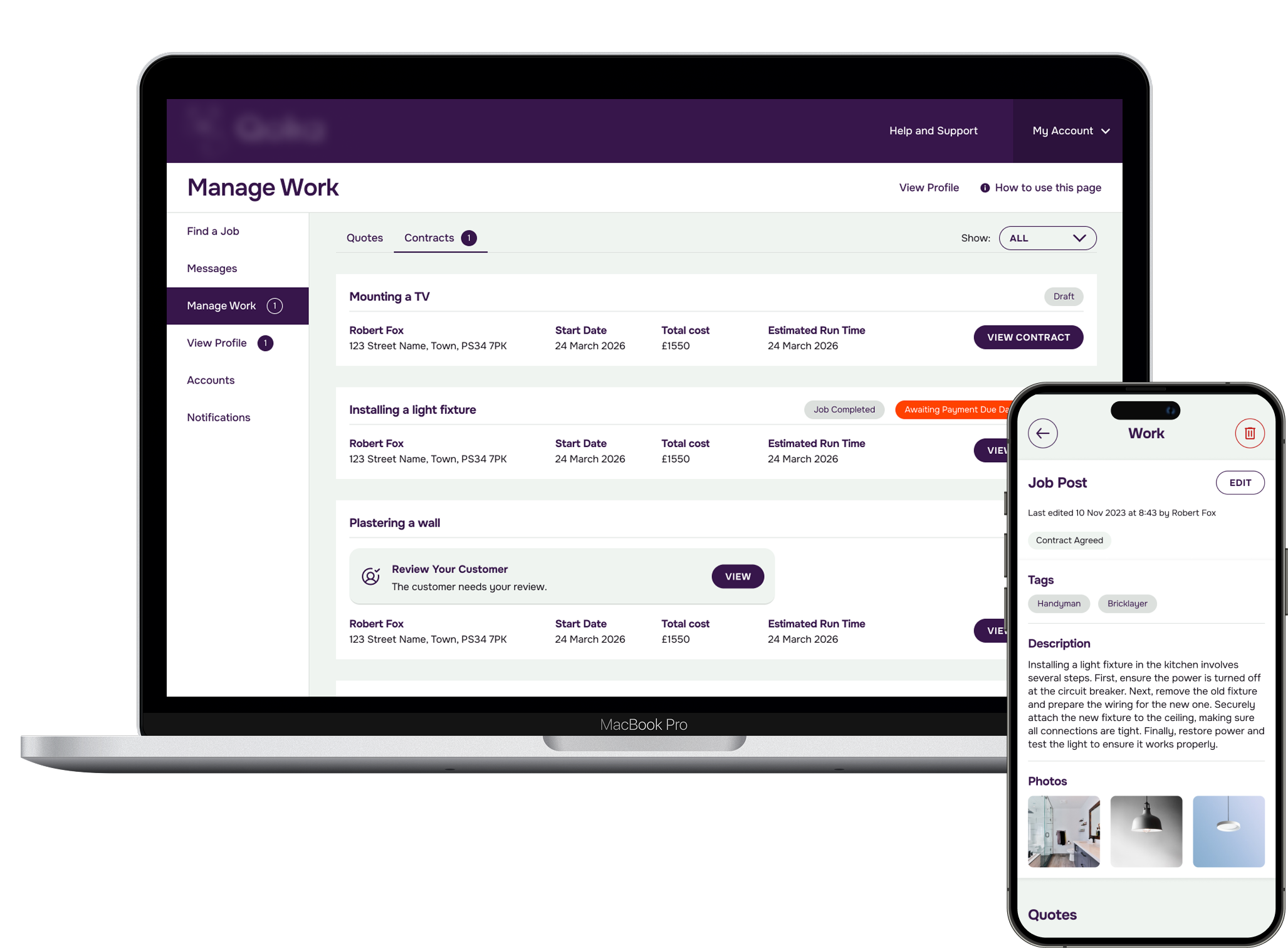 Trading Platform Web and mobile marketplace connecting customers with trusted tradespeople